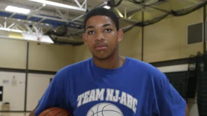 “Karl-Anthony Towns playing basketball during his high school years at St. Joseph High School.”
